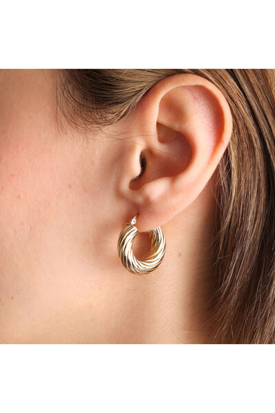 Sembol Gold 14 Ayar Altın Halka Küpe 2cm