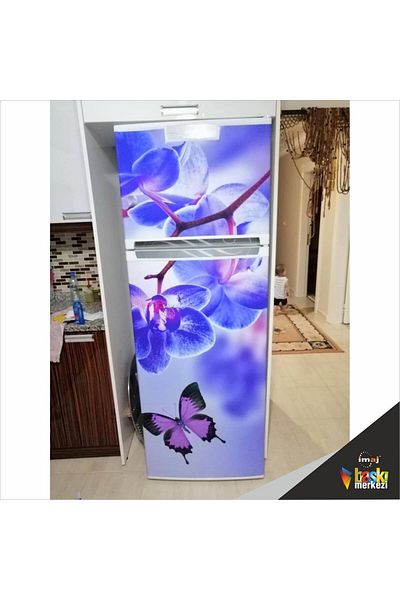 Bigaimaj Capac pentru frigider și mașină de spălat vase cu model fluture orhidee - adeziv din folie