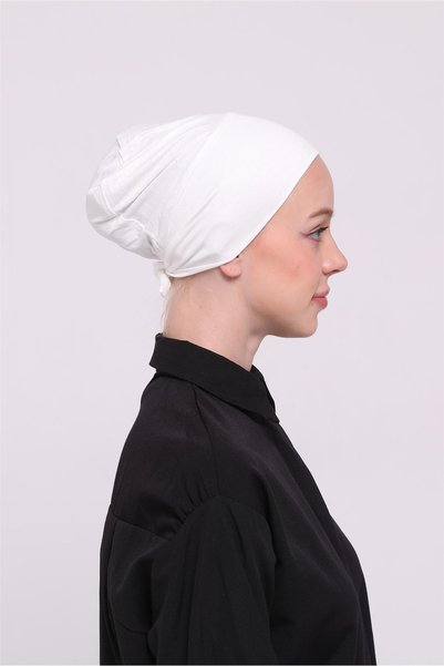 HÜRREMBONE SARAYDAN GELEN GÜZELLİK Cream Back Tied Hijab Bonnet Viscose Fabric Seamless Interlocking Lycra Inner Bonnet 3010_40