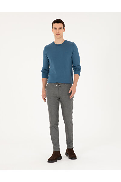 Pierre Cardin Gri Slim Fit Bağcıklı Kanvas Pantolon 50296178-VR024