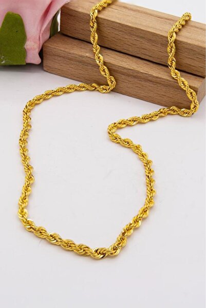 latif kuyumcu 22 Ayar Altın 3mm Kalınlık Halat 60 Cm Uzunluk Kadın Zincir Lznc1025