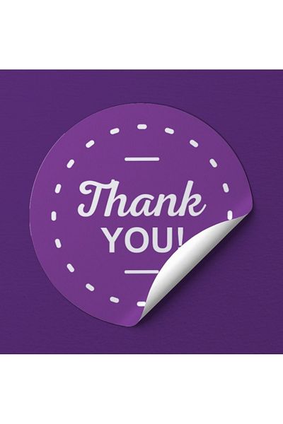 EcoNest Sticker Art Round Cut (a Quality) Thank You White (3,7X3,7Cm) 108 Pieces