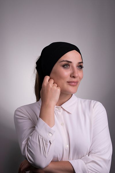 HALVEN Black Practical Ready Interlocking Inner Bonnet Viscose Fabric Cross Pipe Single Tape 3005_01