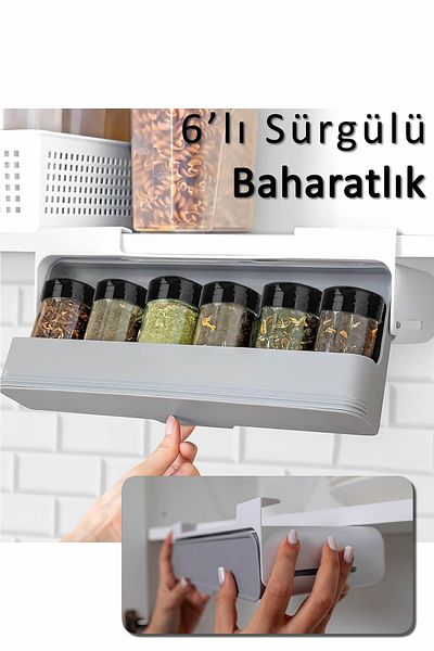 ARVALE 6-Piece Plastic Spice Rack Organizer - Compatible with Cabinet Shelves