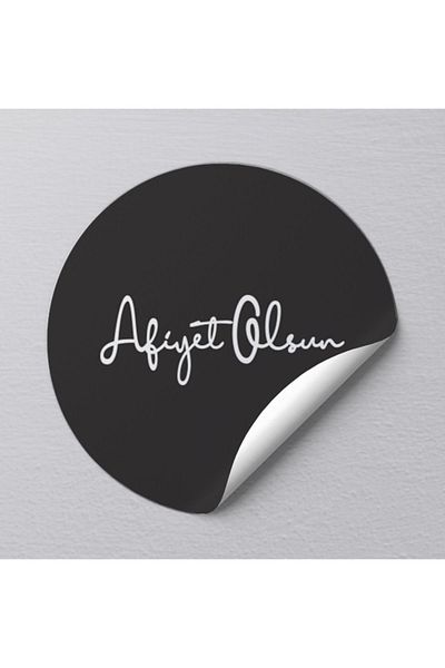 EcoNest Sticker Kuşe Bon Appetit Round Cut Black (3,7X3,7Cm) 108 Pieces