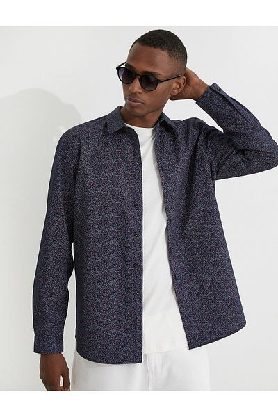 Koton Cămașă sport cu model micro Slim Fit fără călcat
