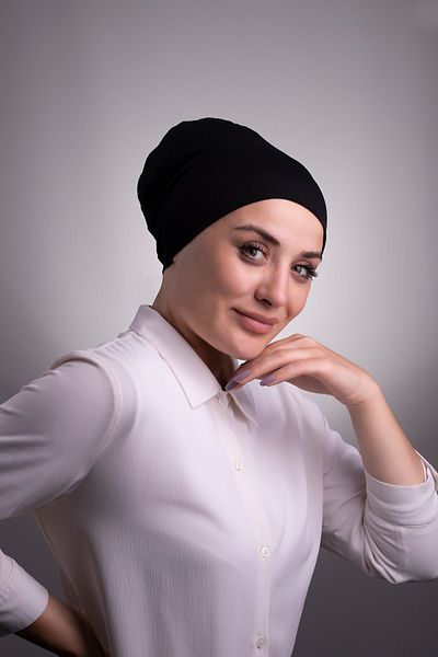 HALVEN Black Practical Ready Interlocking Inner Bonnet Viscose Fabric Seamless 3003_01