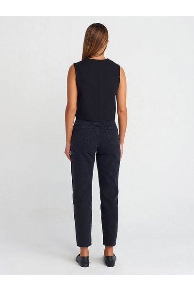 Dilvin Black Basic Mom Pants with Size 71740