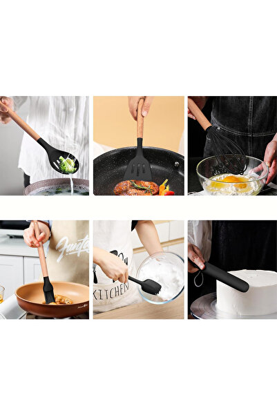 valletta Verrazano 28 Piece Heat Resistant Fireproof Non-Stick Black Silicone Spatula Kitchenware Set