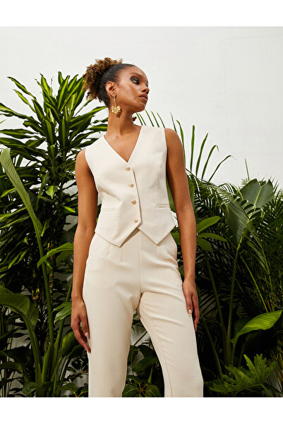 Koton Blazerweste mit Taschendetail und Knöpfen