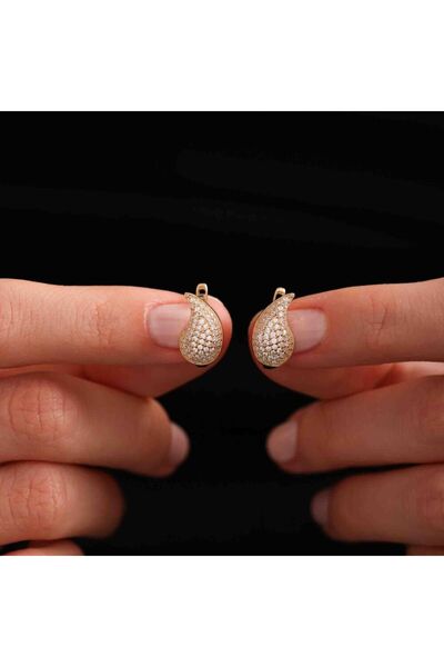 Sembol Gold Altın Drop Küpe 1.5 cm Taşlı