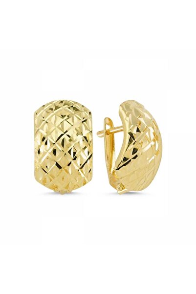 Sembol Gold Altın Aynalı Küpe J Model