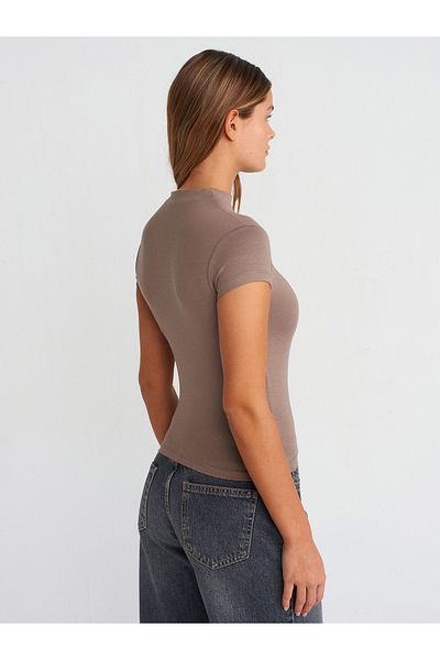 Dilvin 31439 Mink Stand Collar T-Shirt