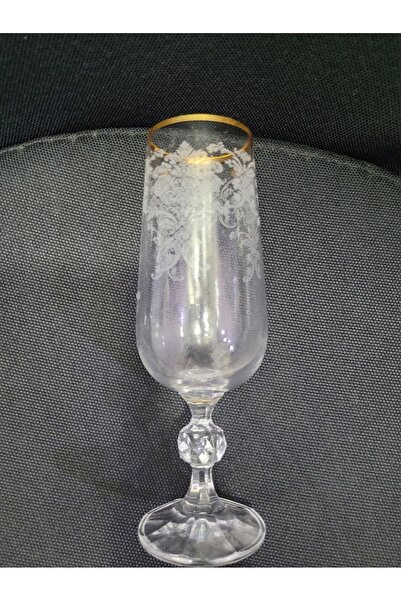 BOHEMİA CRYSTAL Bohemia Kristal Cam Şampanya Kadeh Desenli Gold Yaldız 17cm 1 Adet