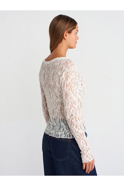 Dilvin 31229 Ecru Lace Blouse