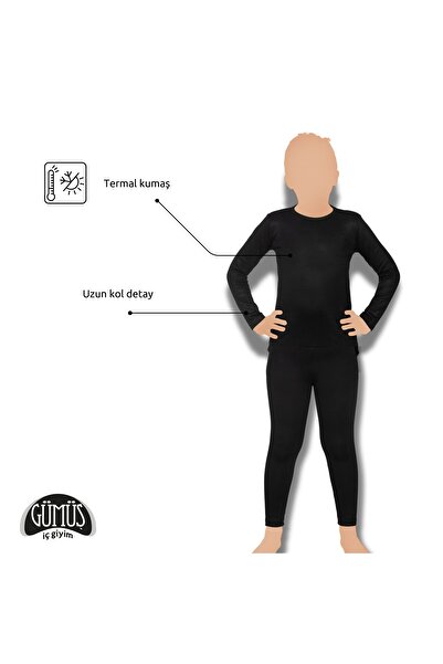 Gümüş İç Giyim Set de topuri termice de iarnă negre pentru băieți, lenjerie d...