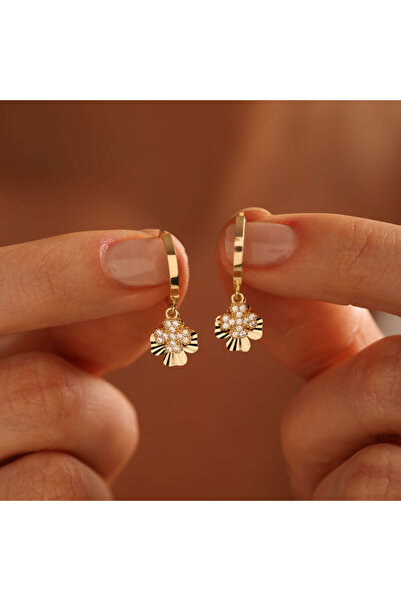 Sembol Gold Altın Yonca Küpe İkili