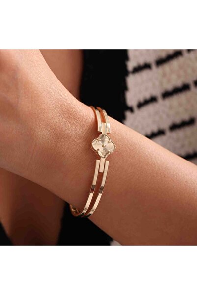 Sembol Gold Altın Yonca Kelepçe Aynalı