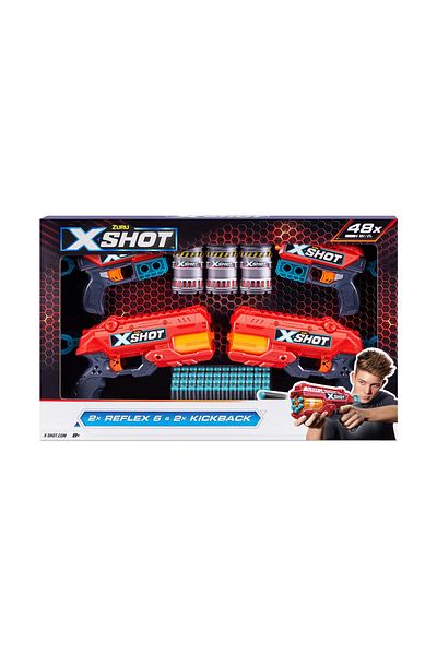 X-Shot Excel Double Reflex 6 Blaster | 48 Darts, 3 Cans | Action Game for Kids & Adults