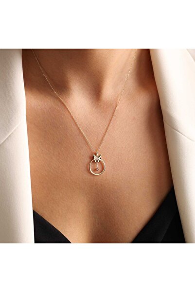 Sembol Gold Kelebek Altın Kolye Dorikalı