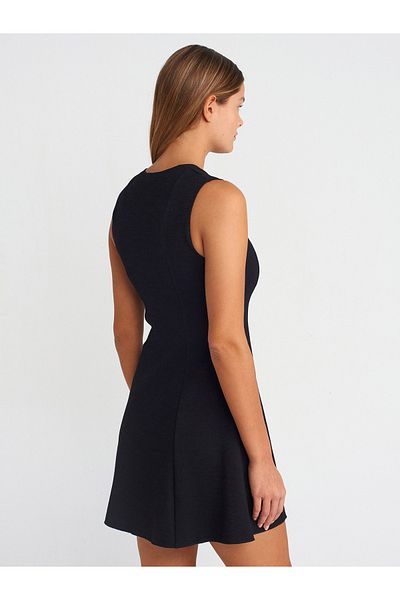Dilvin 91293 Flounce Sleeveless Mini Dress-Black