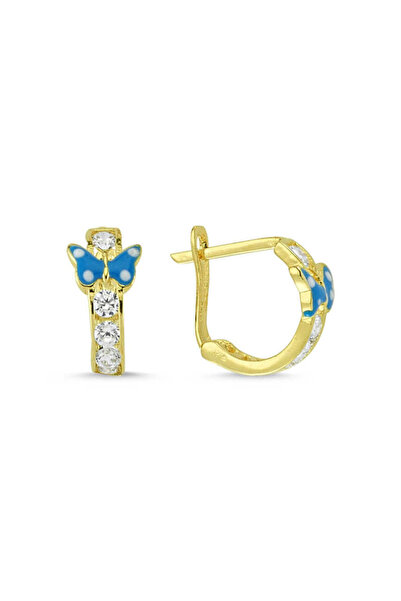 Sembol Gold Altın Çocuk Küpe 14 Ayar J Model Taşlı