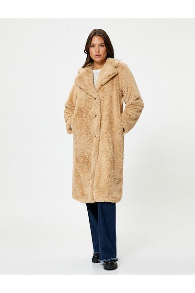 Koton Women's Clothing Stamp Coat - 4wak00169ew Beige