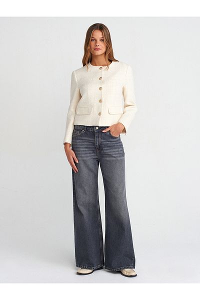 Dilvin 71736 Anthracite Wide Wideleg Denim Trousers