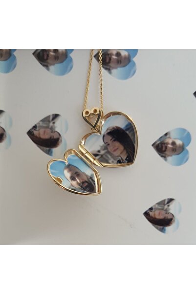 Sembol Gold Altın Resimli Kolye Doç Zincirli Kalp