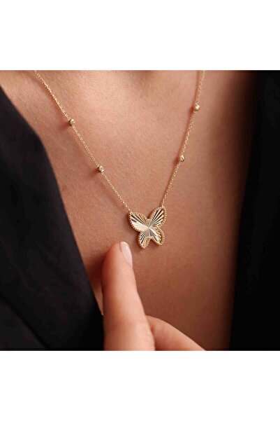 Sembol Gold Altın Kelebek Kolye Dorikalı