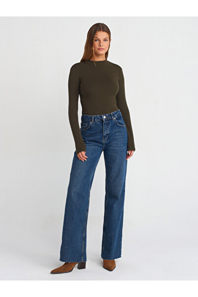 Dilvin 31433 ψηλός λαιμός Τοπ-Σκούρο Χακί