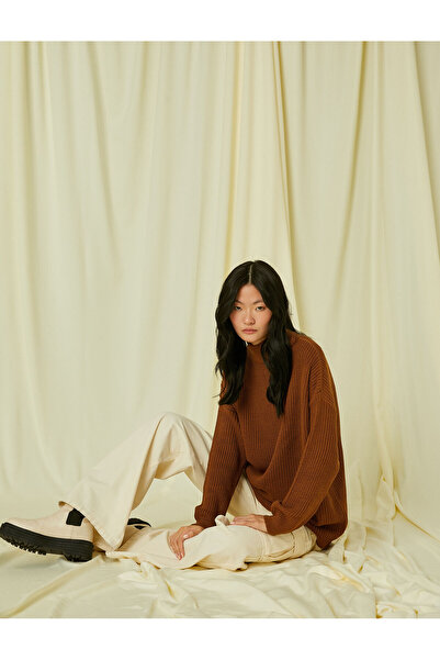 Koton Dik Yaka Oversize Triko Kazak Kaşmir Dokulu