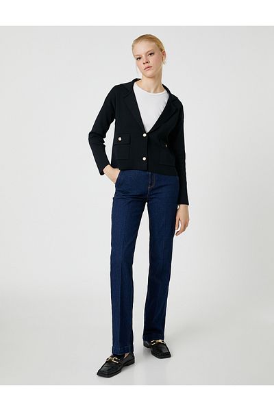 Koton Knitwear Cardigan with Blazer Jacket Look