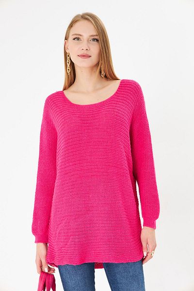 armonika Női fukszia Selanik laza kötöttáru pulóver ARM-21K012010