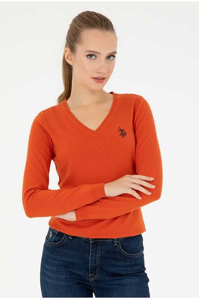 U.S. Polo Assn. Women's Anthracite V-Neck Basic Sweater