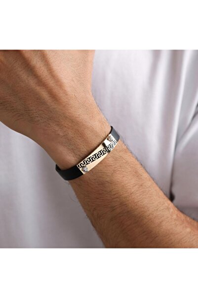 Sembol Gold 14 Ayar Altın Erkek Bileklik Grek Gösterişli 10 mm