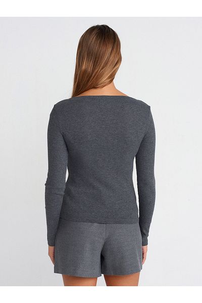 Dilvin 31462 Boat Neck Μακρυμάνικη Μπάλα-Ανθρακί