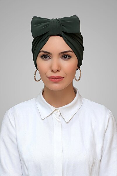 HÜRREM BONE غطاء حجاب كاكي عملي جاهز للتوصيل من القماش الرملي مربوط بفيونكة م...