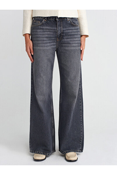 Dilvin 71736 Anthracite Wide Wideleg Denim Trousers