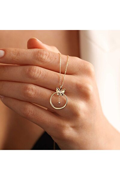 Sembol Gold Kelebek Altın Kolye Dorikalı