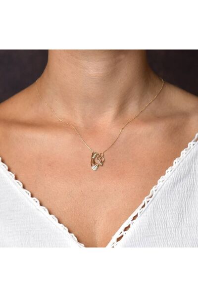 Sembol Gold Anne Çocuk Altın Kolye Kalp Tasarım