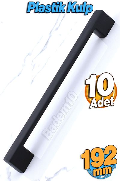 Badem10 (PLASTIC HARD) Gölcük 192 Mm 10 buc. Mobilier negru Sertar de bucătărie Dulap dulap Mâner Mâner