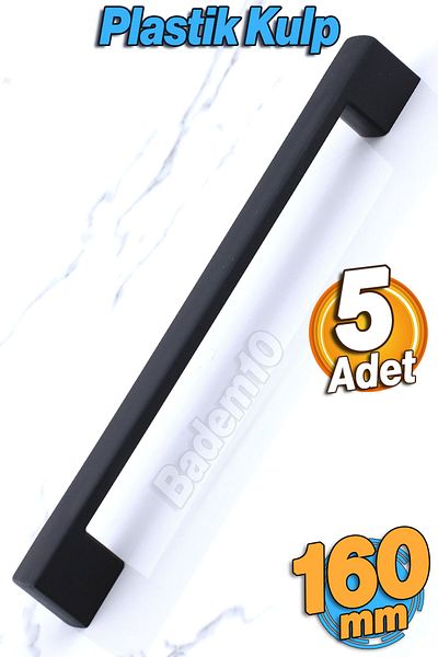 Badem10 (PLASTIC HARD) Gölcük 160 Mm 5 buc. Mobilier negru Sertar de bucătărie Dulap dulap Mâner Mâner