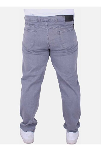 AKTEZ-EL Büyük Beden Erkek Kot Pantolon Likralı Battal 1502 Gri