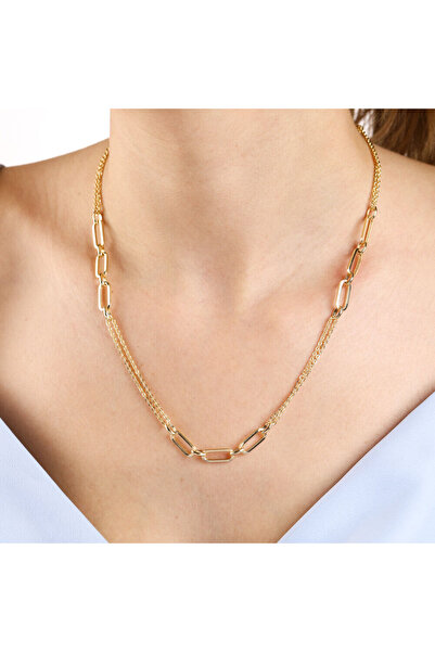 Sembol Gold 14 Ayar Altın Figaro Ve Ataç Zincir 50 Cm Yeni