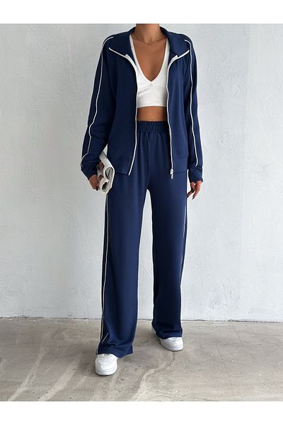 badibadii Stripe Detailed Oversize Jacket and Trousers Set