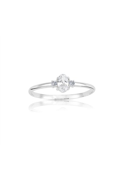 FasekGold Gümüş Yüzük - Oval Taşlı Gümüş Yüzük