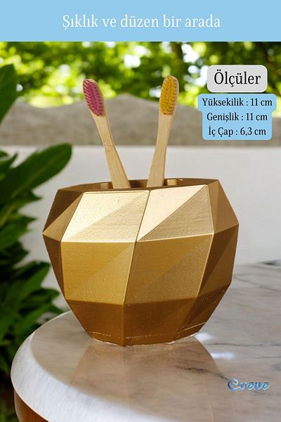 Evene Gold Colored Toothbrush Holder - Stand and Holder Model 20