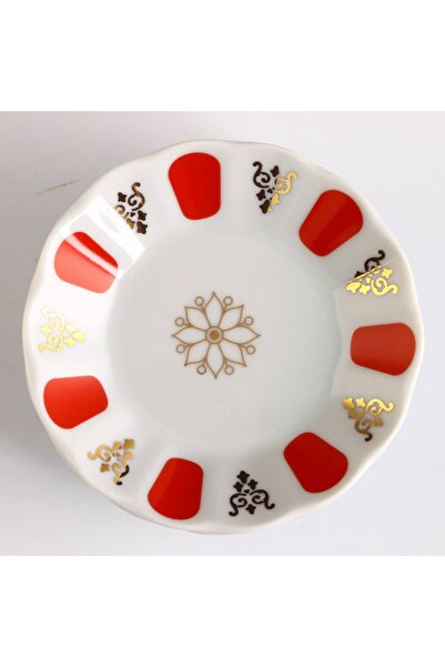 Porland 6-Piece Porcelain Coffee House Tea Saucer - Red Gold