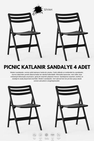 Daim Plastik PİKNİK KATLANABİLİR SANDALYE 4 Lü Set